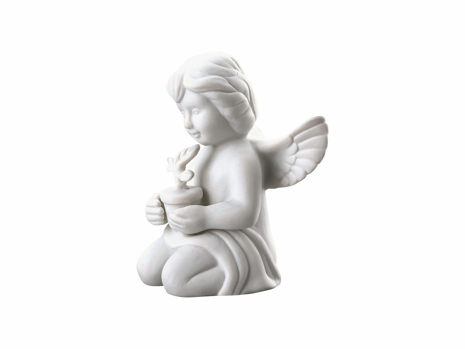 Rosenthal Dekofigur Engel klein weiss matt mit Blumentopf 6cm, Figuren
