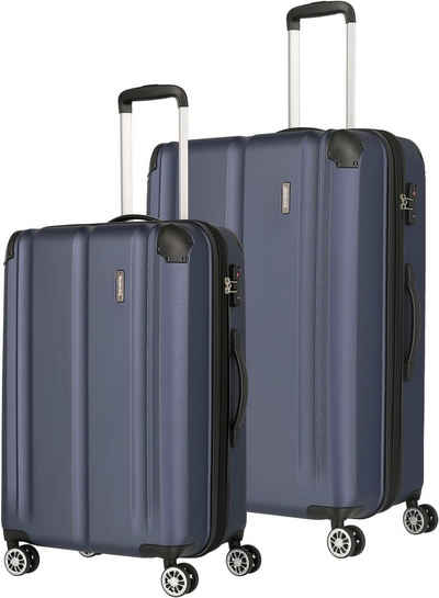 travelite Trolleyset City, marine, 4 Rollen, (2 tlg), Kofferset Reisegepäck Reisekoffer mit erweiterbarem Volumen
