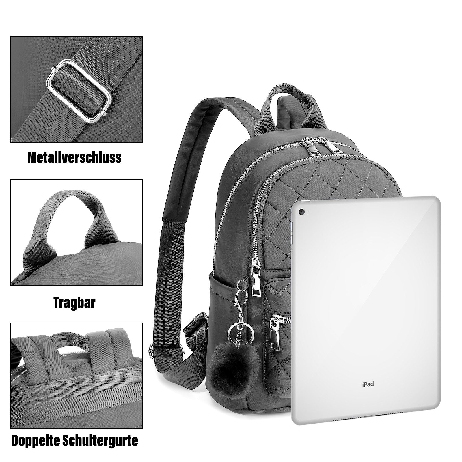 TAN.TOMI Cityrucksack Rucksack Damen Klein, Cityrucksack Nylon Wasserdicht Rucksäcke, Für Schule Travel Wandern Arbeit