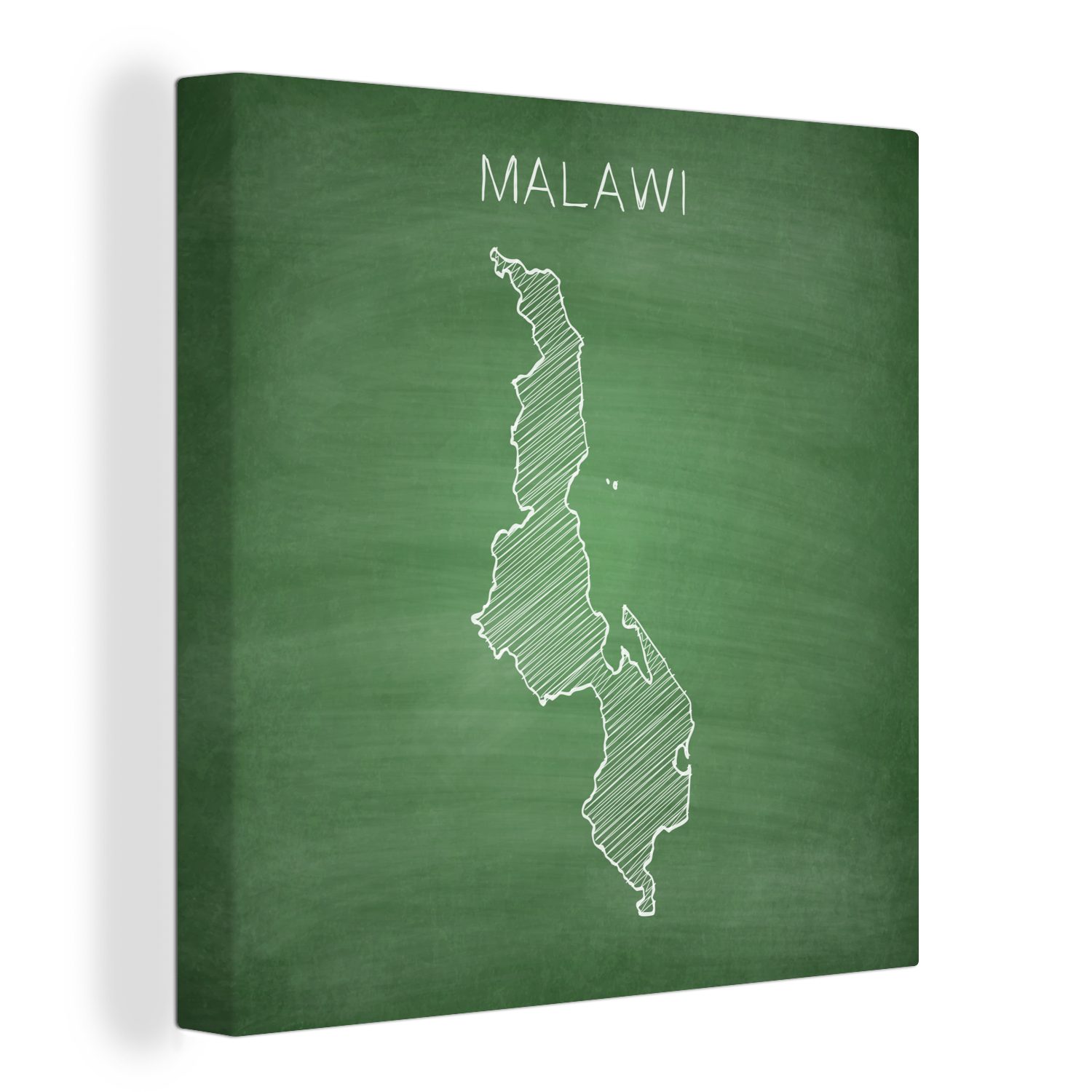 OneMillionCanvasses® Leinwandbild Illustration von Malawi auf einer Kreidetafel, (1 St), Leinwand Bilder für Wohnzimmer Schlafzimmer