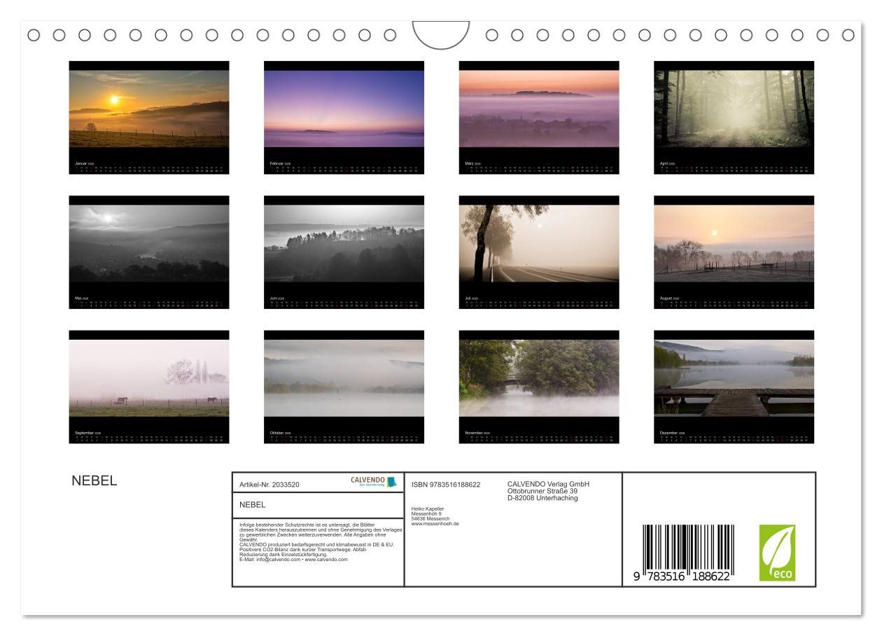 Thumbnail - CALVENDO Wandkalender NEBEL (Wandkalender 2026 DIN A4 quer), CALVENDO Monatskalender