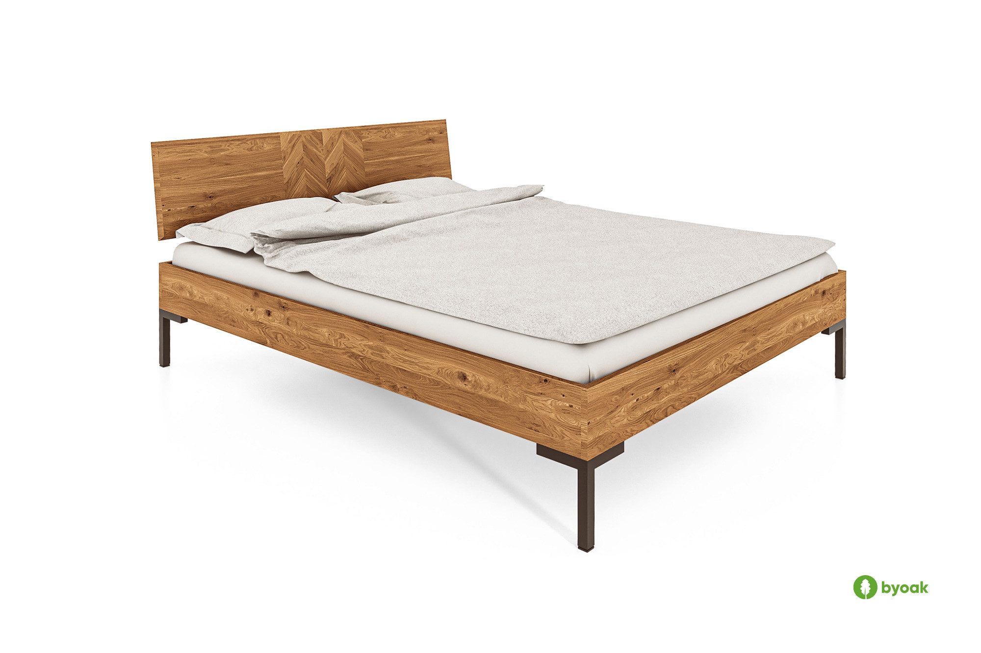 byoak Bett ABIES aus Massivholz, mit Holzkopfteil, Naturgeölt
