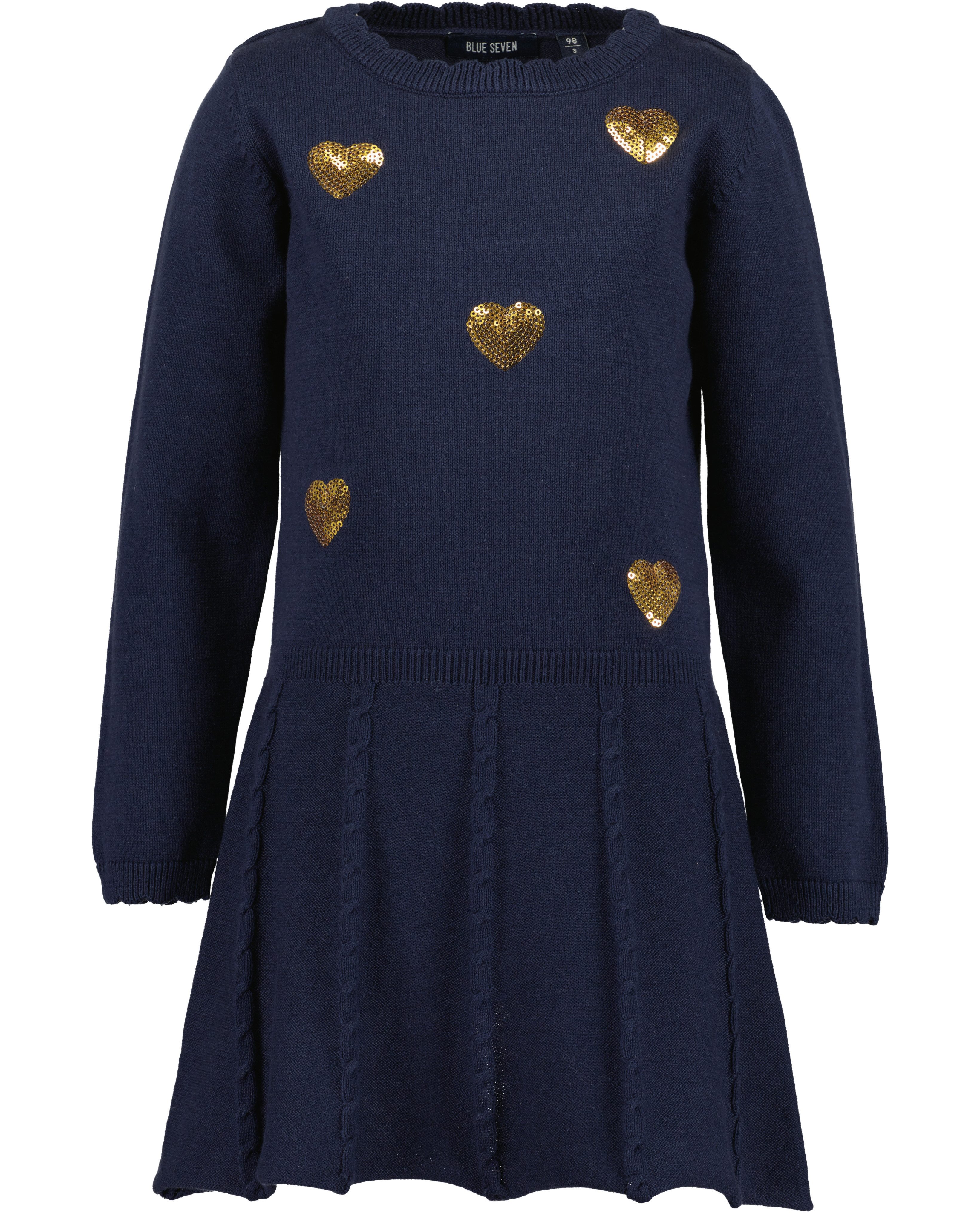 Blue Seven Strickkleid mit Zopfstrickdetails und süßen Kanten in Häkeloptik