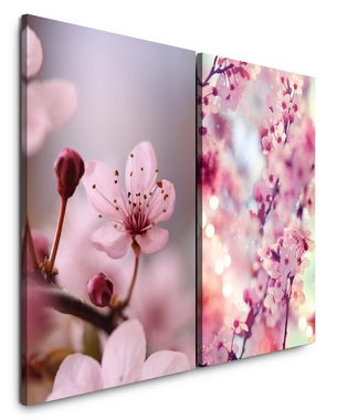 Sinus Art Leinwandbild 2 Bilder je 60x90cm Kirschblüte Kirschbaum Frühling Japan Sakura Sanft Dekorativ