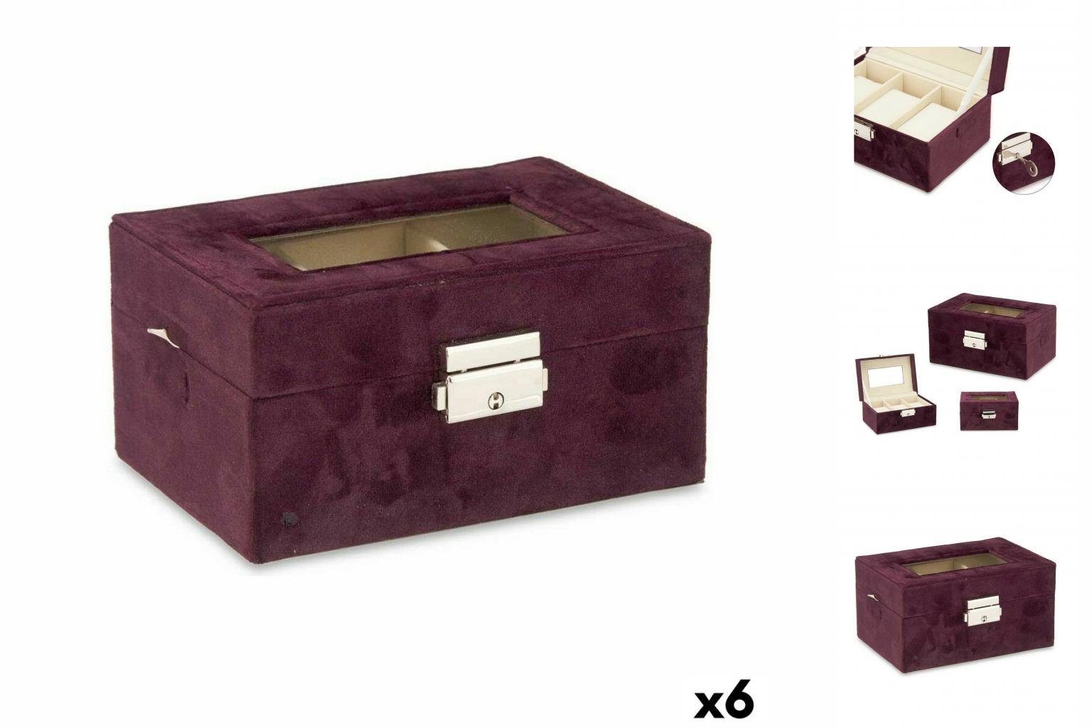 Gift Decor Dekoobjekt Uhrenbox Metall Samt Burgunderrot 16 x 8,5 x 11 cm 6 Stück