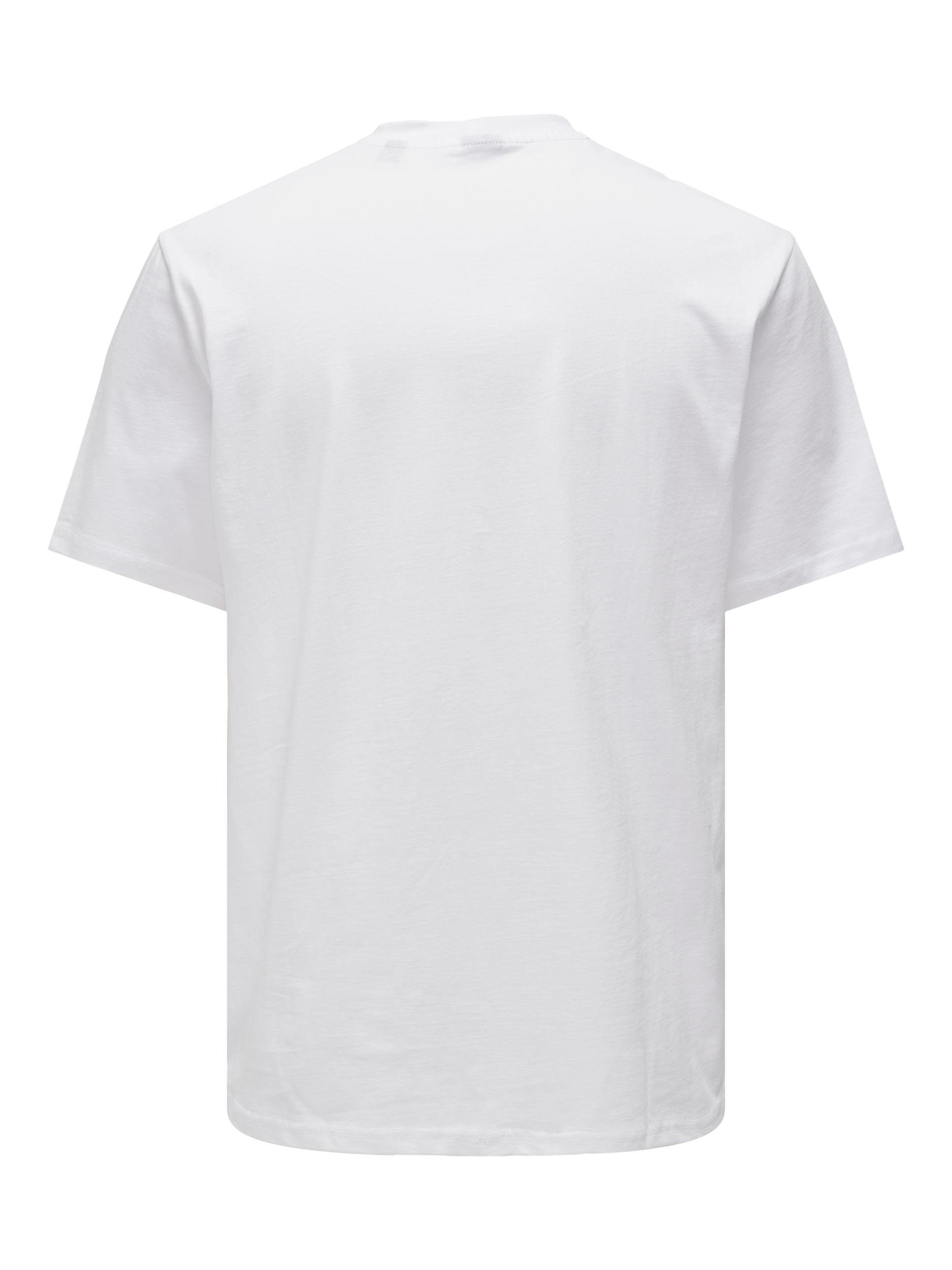 ONLY & SONS Rundhalsshirt ONSLEVI Bright White LIFE TEE NOOS REG SS TEXT
