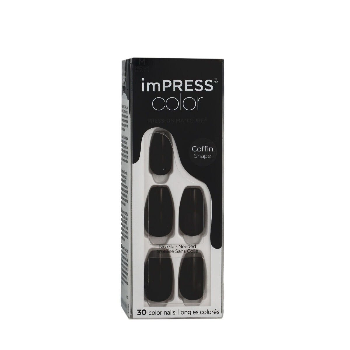 Kiss Kunstfingernägel Self-adhesive nails imPRESS Color MC All Black 30 pcs