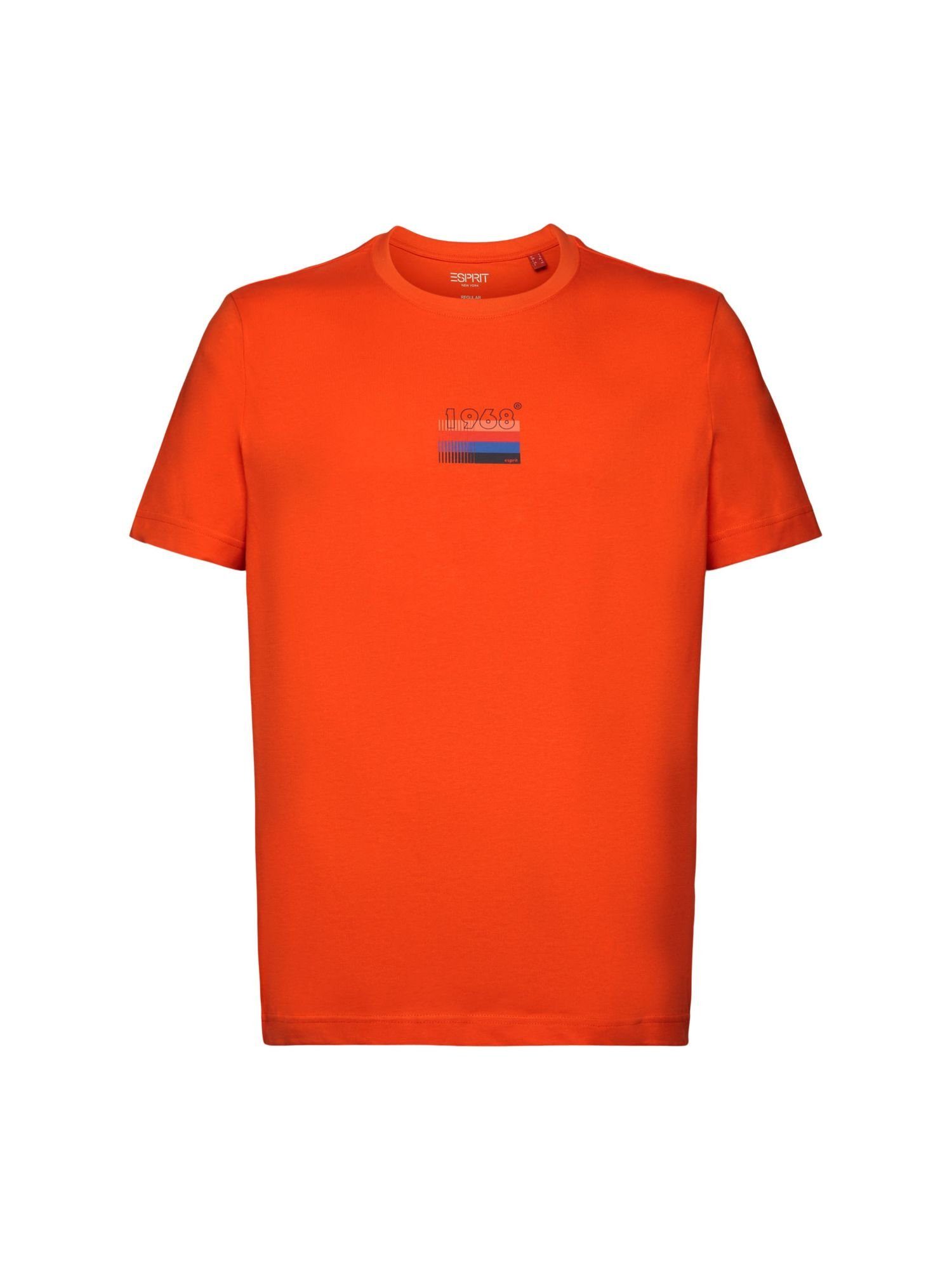 Bedrucktes Baumwolle Jersey-T-Shirt, BRIGHT 100 % T-Shirt Esprit ORANGE (1-tlg) edc by