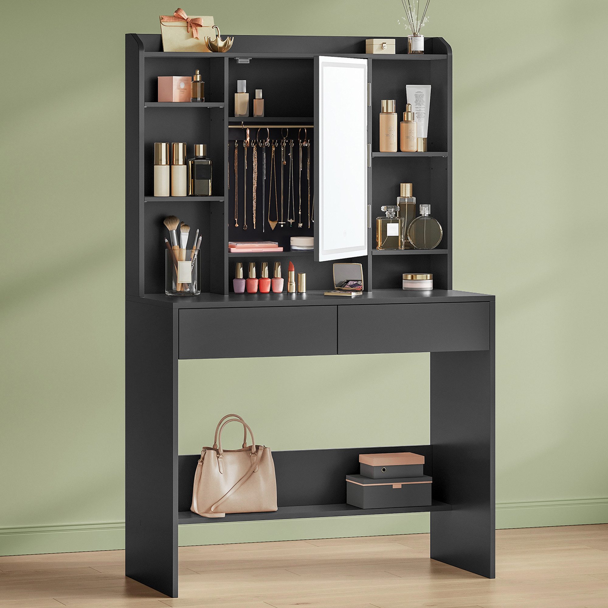 VASAGLE Schminktisch mit LED-Beleuchtung, 3 Farben mit Einstellbarer Hellig günstig online kaufen