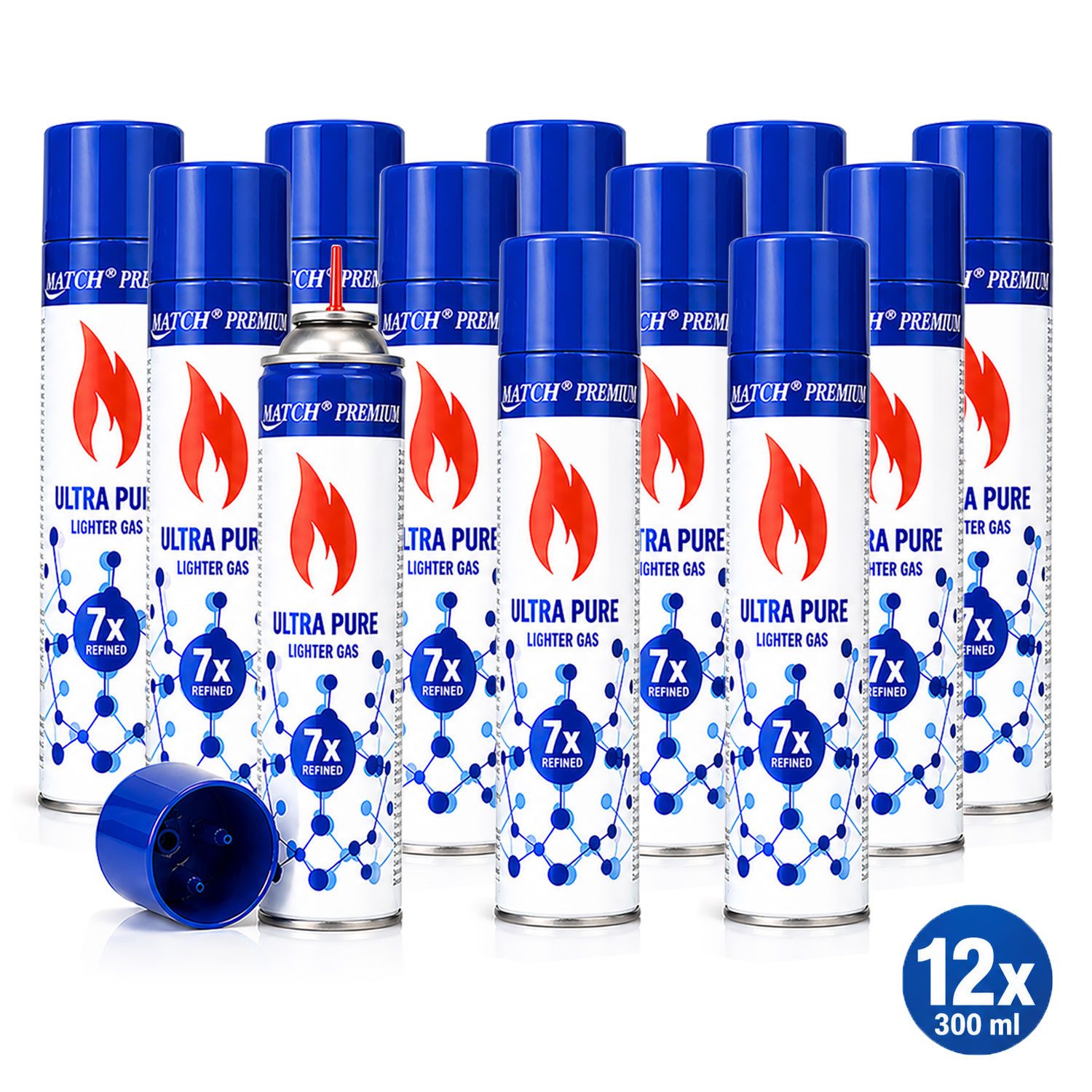 Silver Match Feuerzeug Feuerzeuggas Ultra Pure, 300ml (12-St), Butangas, Flammbierbrenner, Feuerzeuge, Nachfüllgas