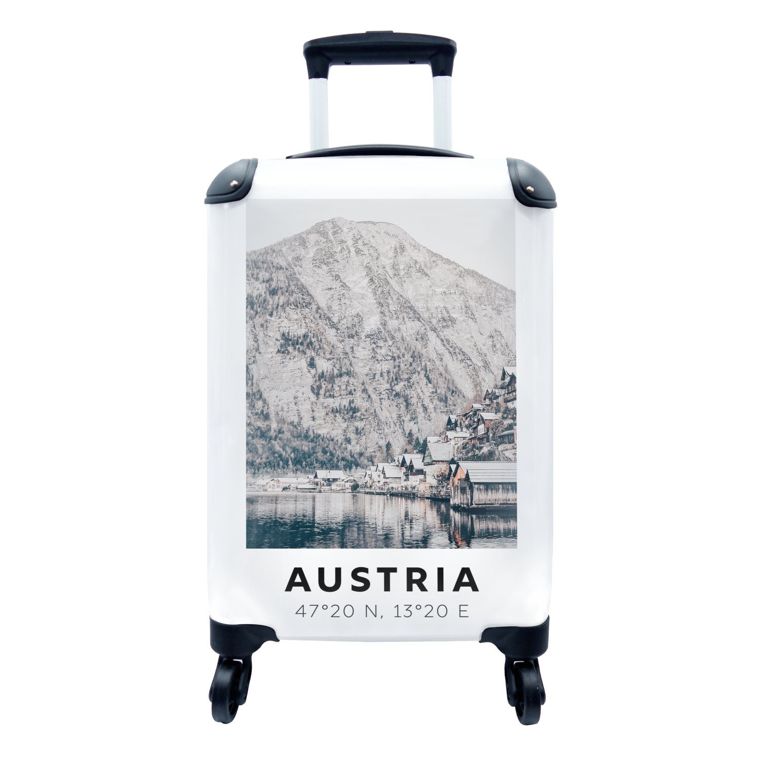 - Reisetasche Handgepäck Österreich 4 rollen, Alpen, MuchoWow mit Berge Reisekoffer Handgepäckkoffer Trolley, - Ferien, Rollen, für - Wasser