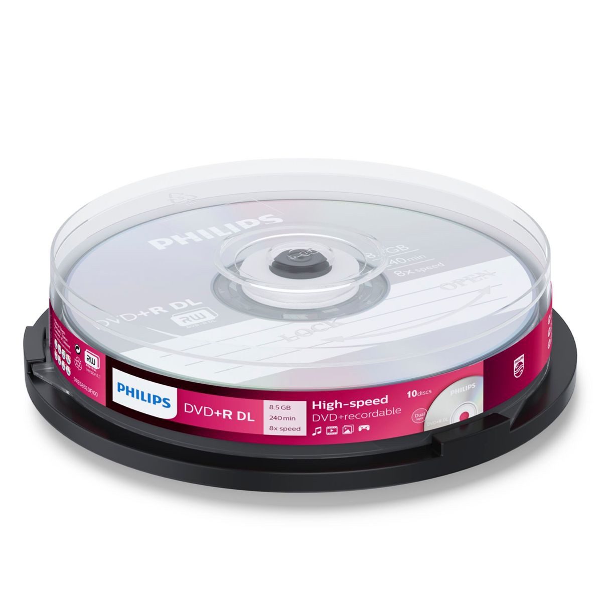 Philips DVD-Rohling 1x10 DVD+R 8,5GB DL 8x SP
