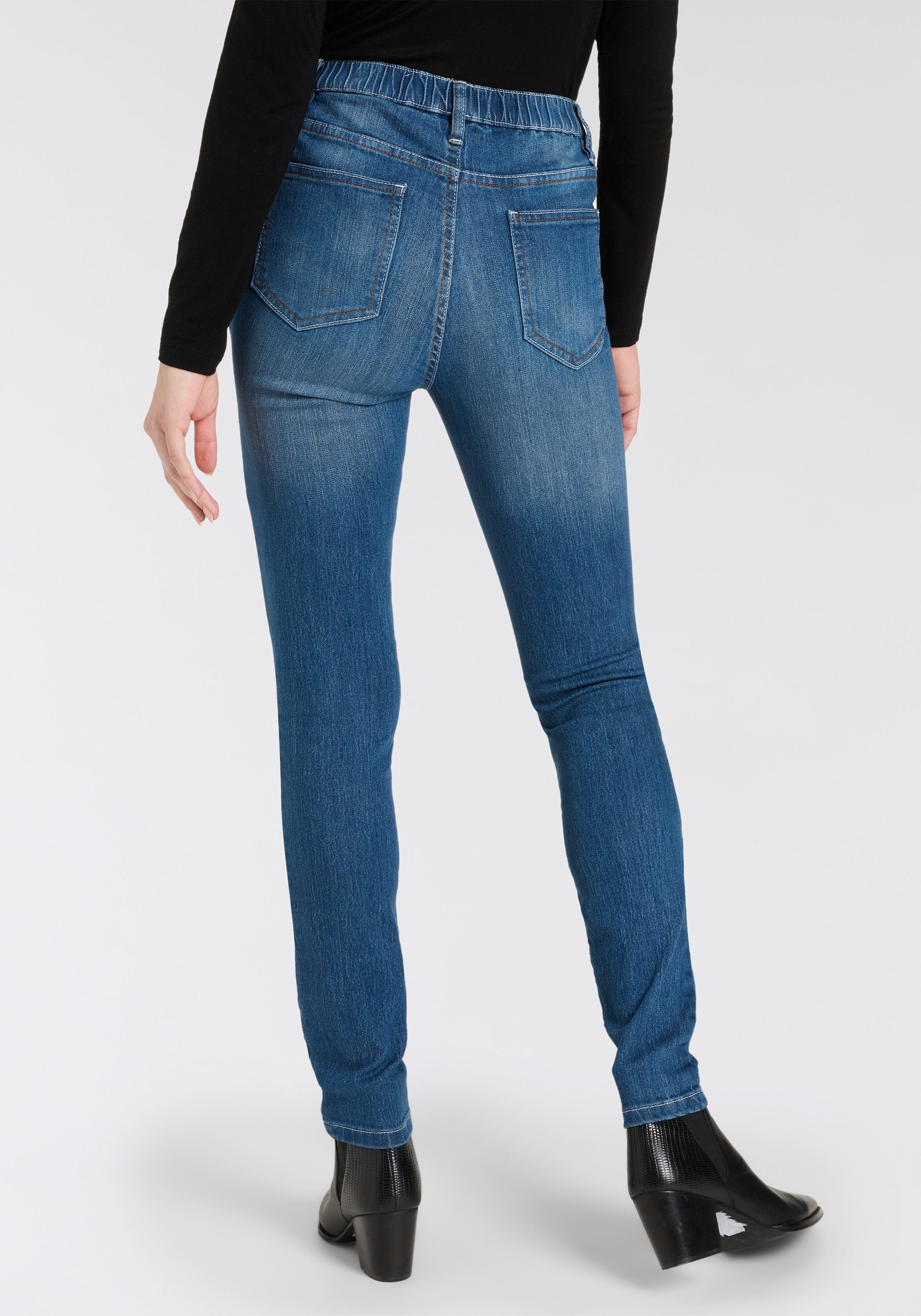 Arizona Jeansjeggings (Packung, 2er-Pack) enge Passform, Röhrenjeans, Used-Look-Waschung, hohe Leibhöhe