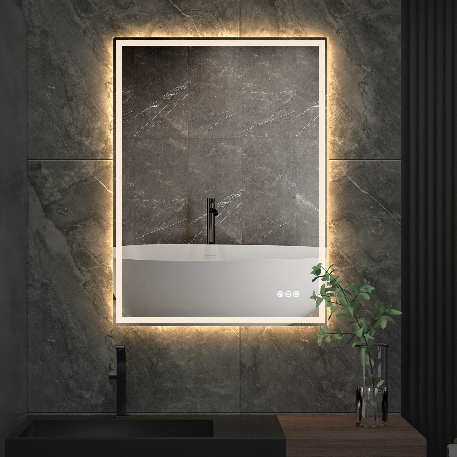 Yorbay Badspiegel Badspiegel mit Beleuchtung, LED Knopfschalter, Antibeschl günstig online kaufen