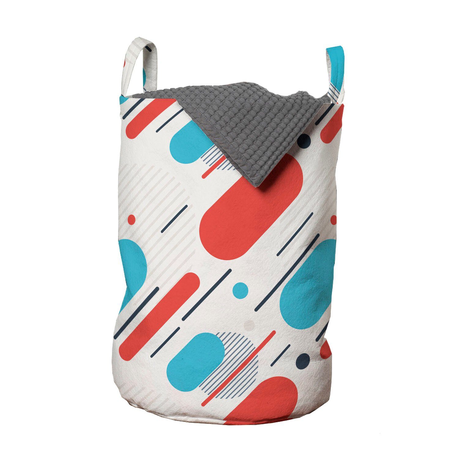 Abakuhaus Wäschesäckchen Wäschekorb mit Griffen Kordelzugverschluss für Waschsalons, Geometrisch Linien und Streifen