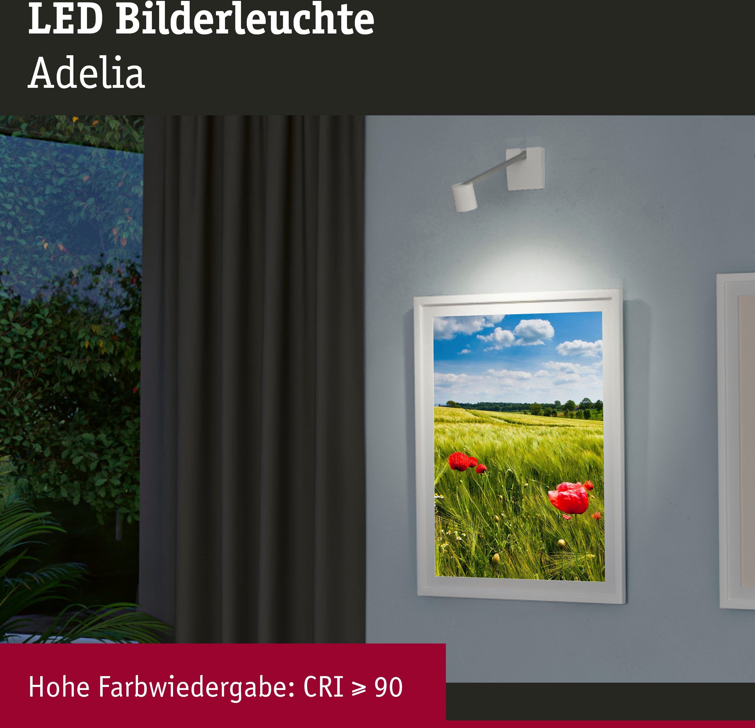 fest LED Adelia, dimmbar LED Warmweiß, Bilderleuchte integriert, Paulmann