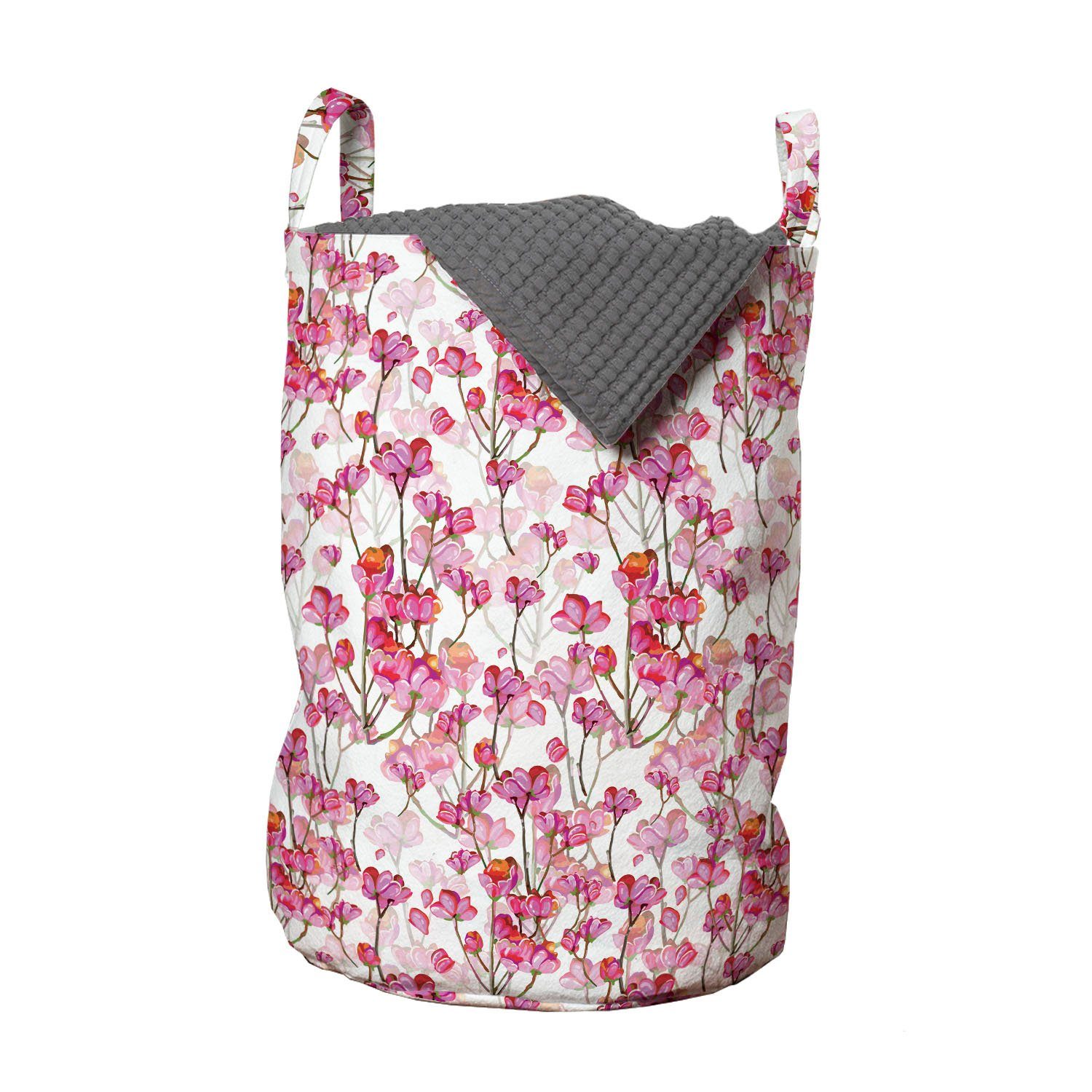 Abakuhaus Wäschesäckchen Wäschekorb mit Griffen Kordelzugverschluss für Waschsalons, Kirschblüte Bubbly Petals