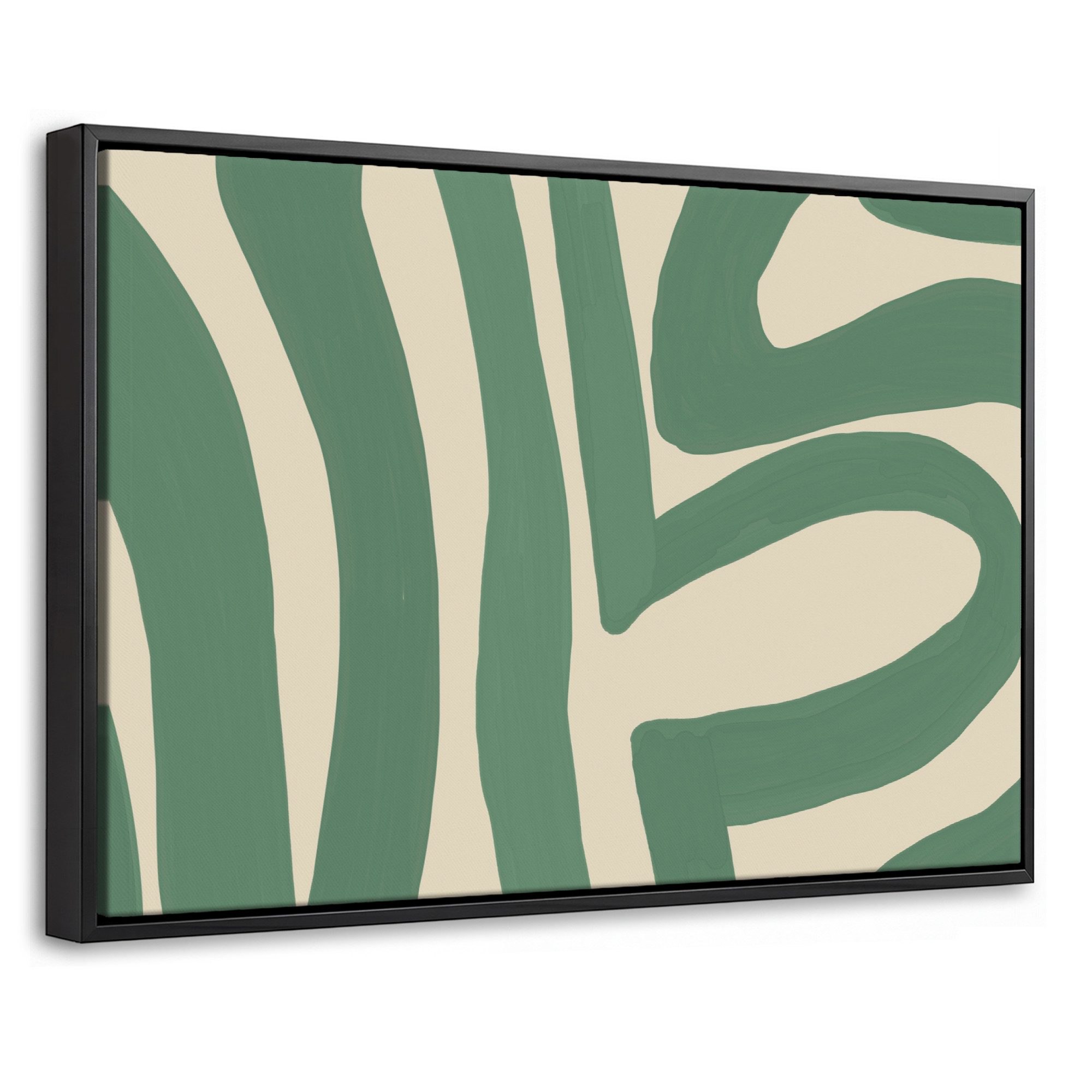 OneMillionCanvasses® Leinwandbild mit Rahmen - Grün - Kunst - Abstrakt, Fotodruck (1 St), Bilder, Zimmer Wand Bild Dekoration 30x20cm