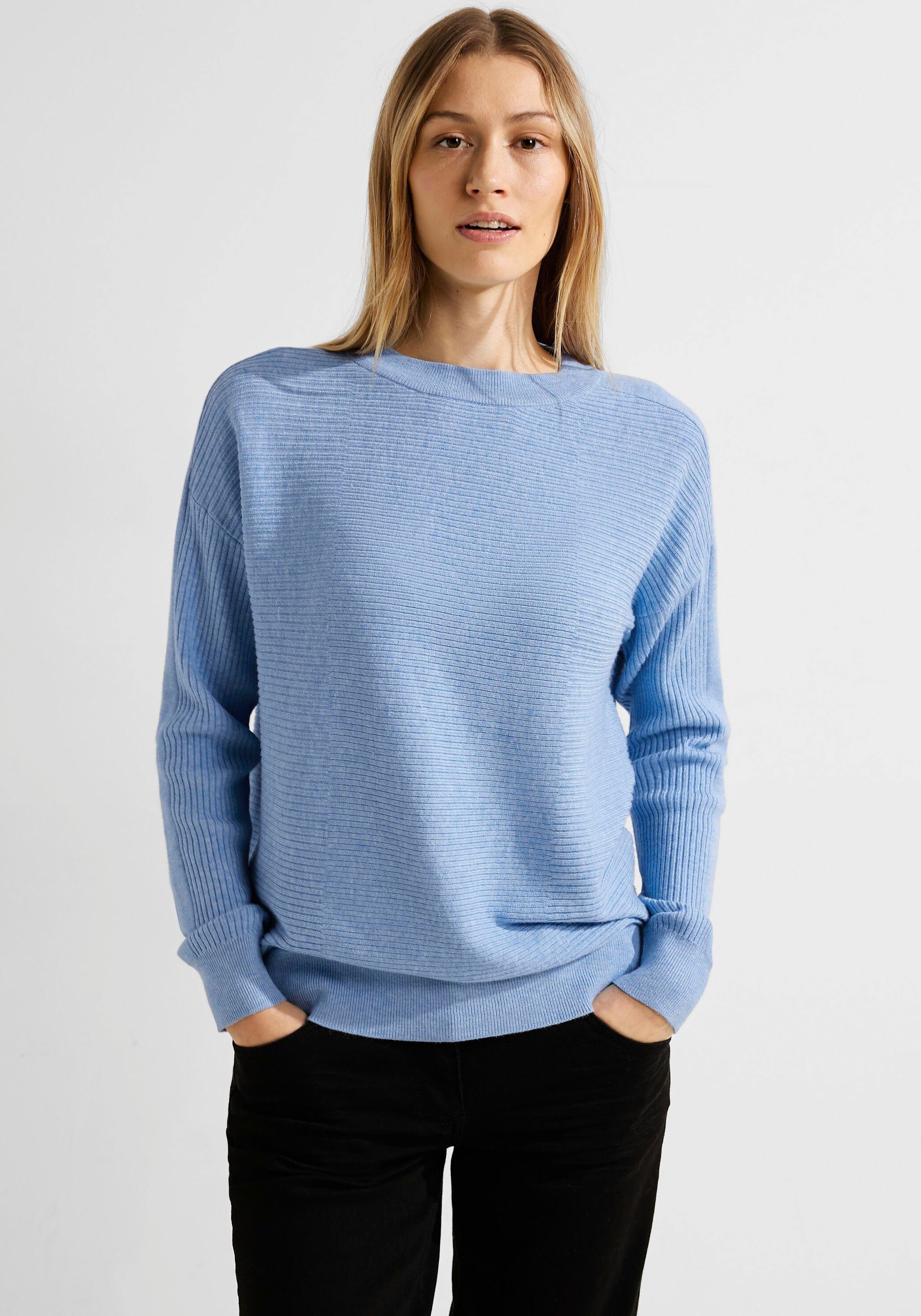 Cecil Strickpullover mit Rippstruktur real blue