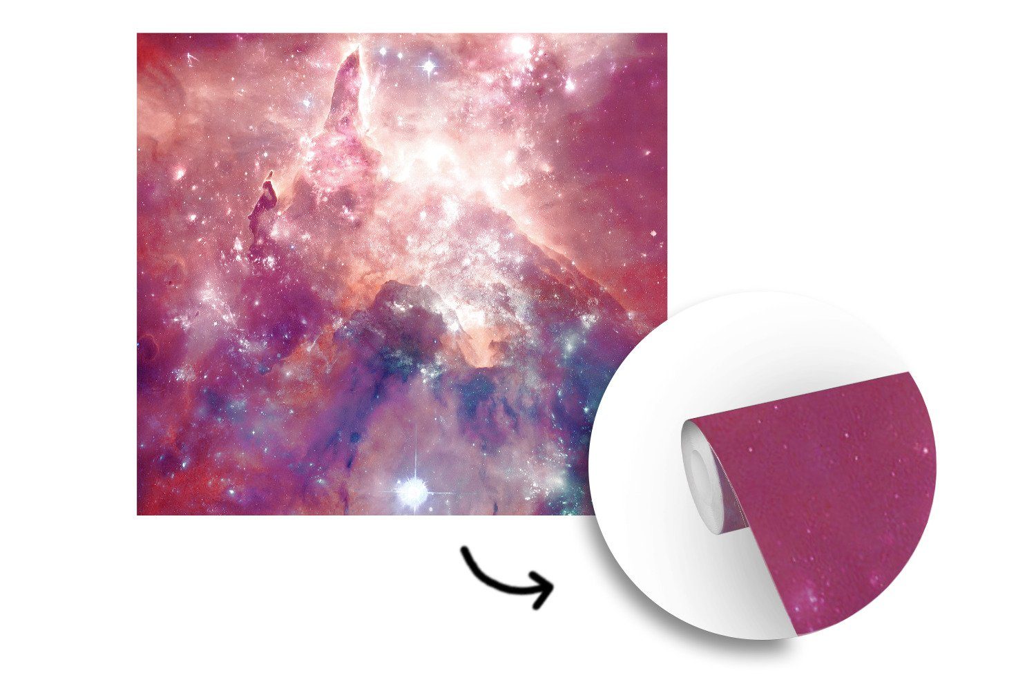 Wandtapete oder Matt, Weltraum Wohnzimmer Sterne - St), Universum, Tapete (5 bedruckt, Fototapete MuchoWow - Vinyl Schlafzimmer, für