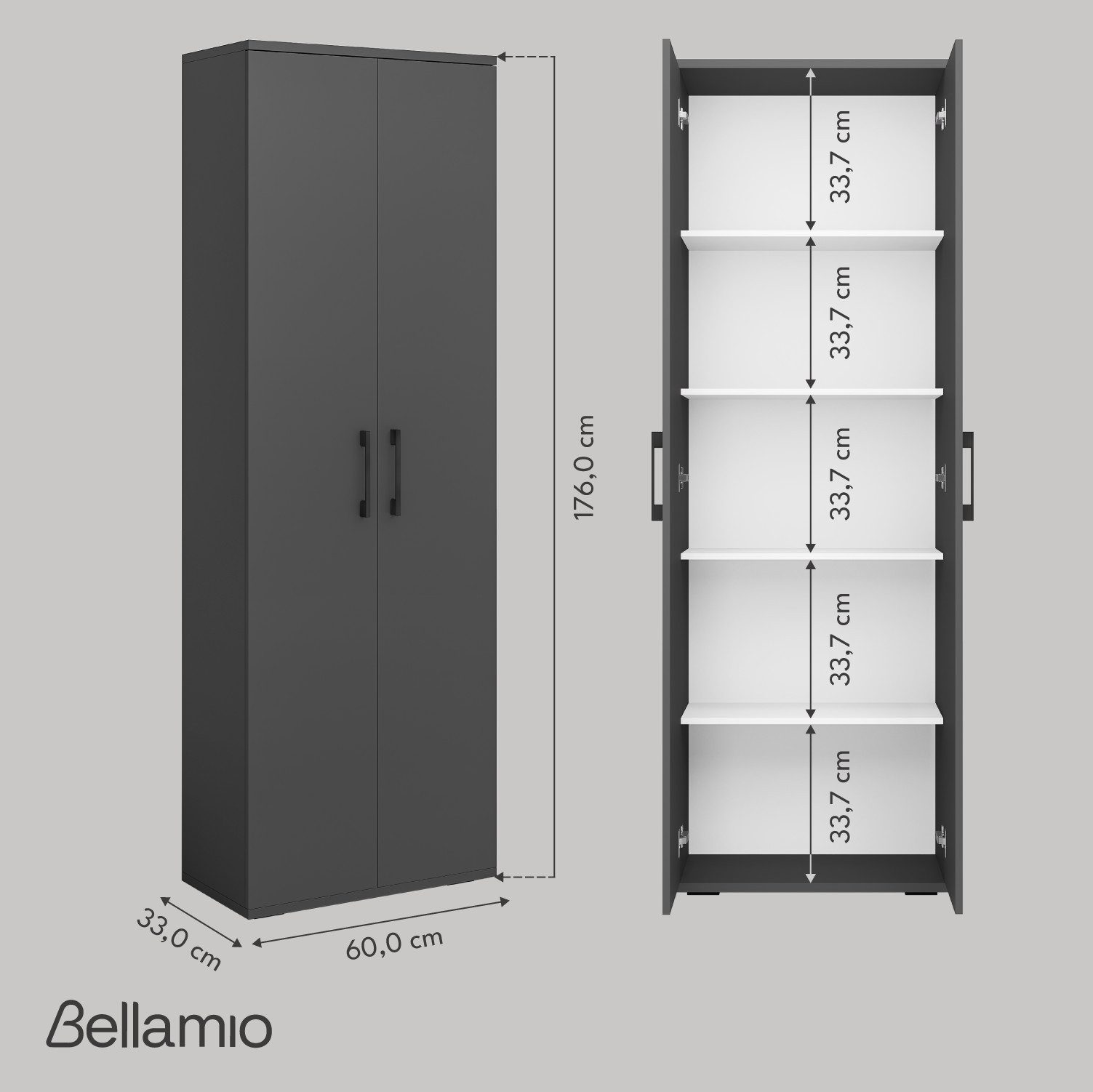 Bellamio Mehrzweckschrank Apol (Aktenschrank Anthrazit) mit günstig online kaufen