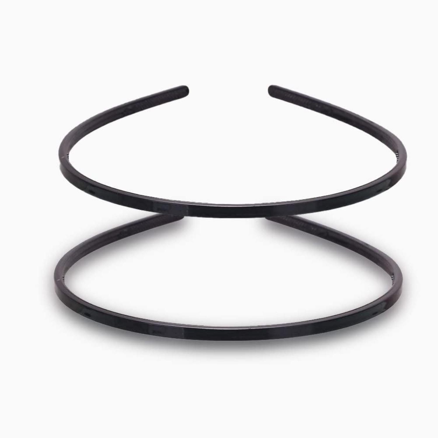 LuxusKollektion Haarband 2 Stück Kunststoff Stirnbänder Schwarz mit Zähnen 6mm Breite