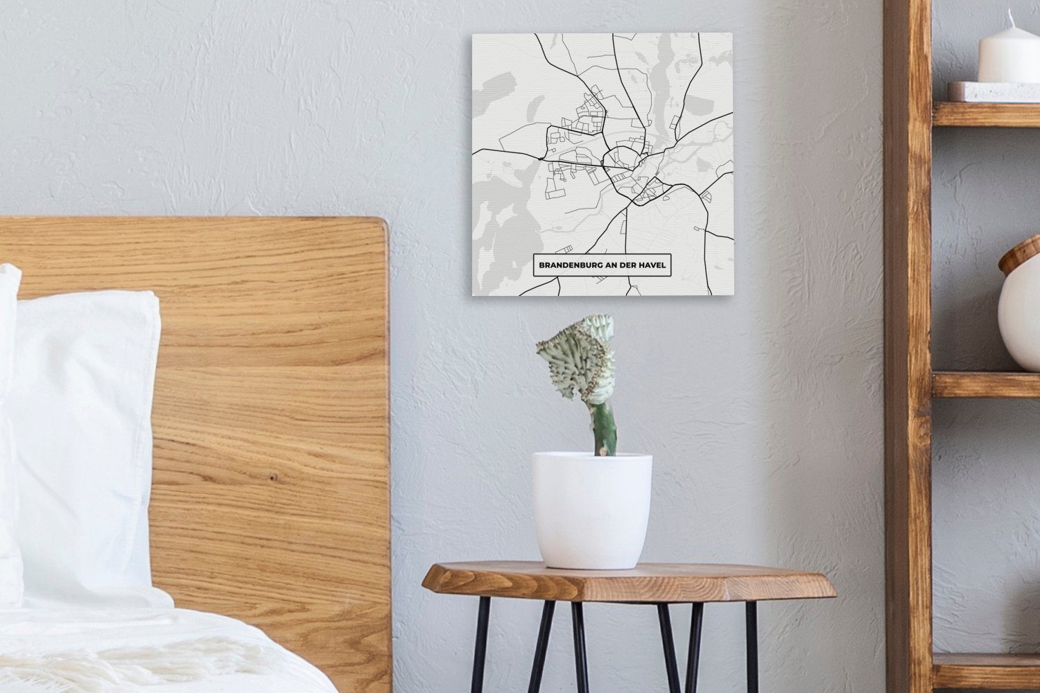 Brandenburg Bilder für Schlafzimmer - Wohnzimmer - an Havel (1 Stadtplan, Leinwand der OneMillionCanvasses® St), Karte Leinwandbild