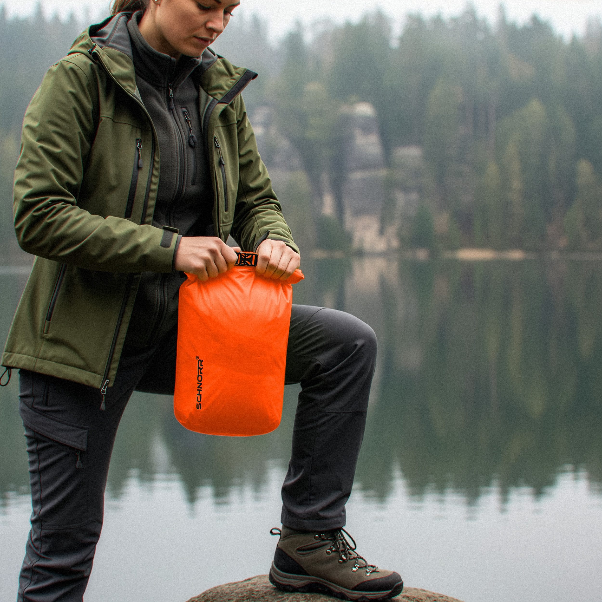 SCHNORR Rucksack Drybag 5L Neonorange ultraleicht 45g, wasserdichter Packbeutel 20D Nyl