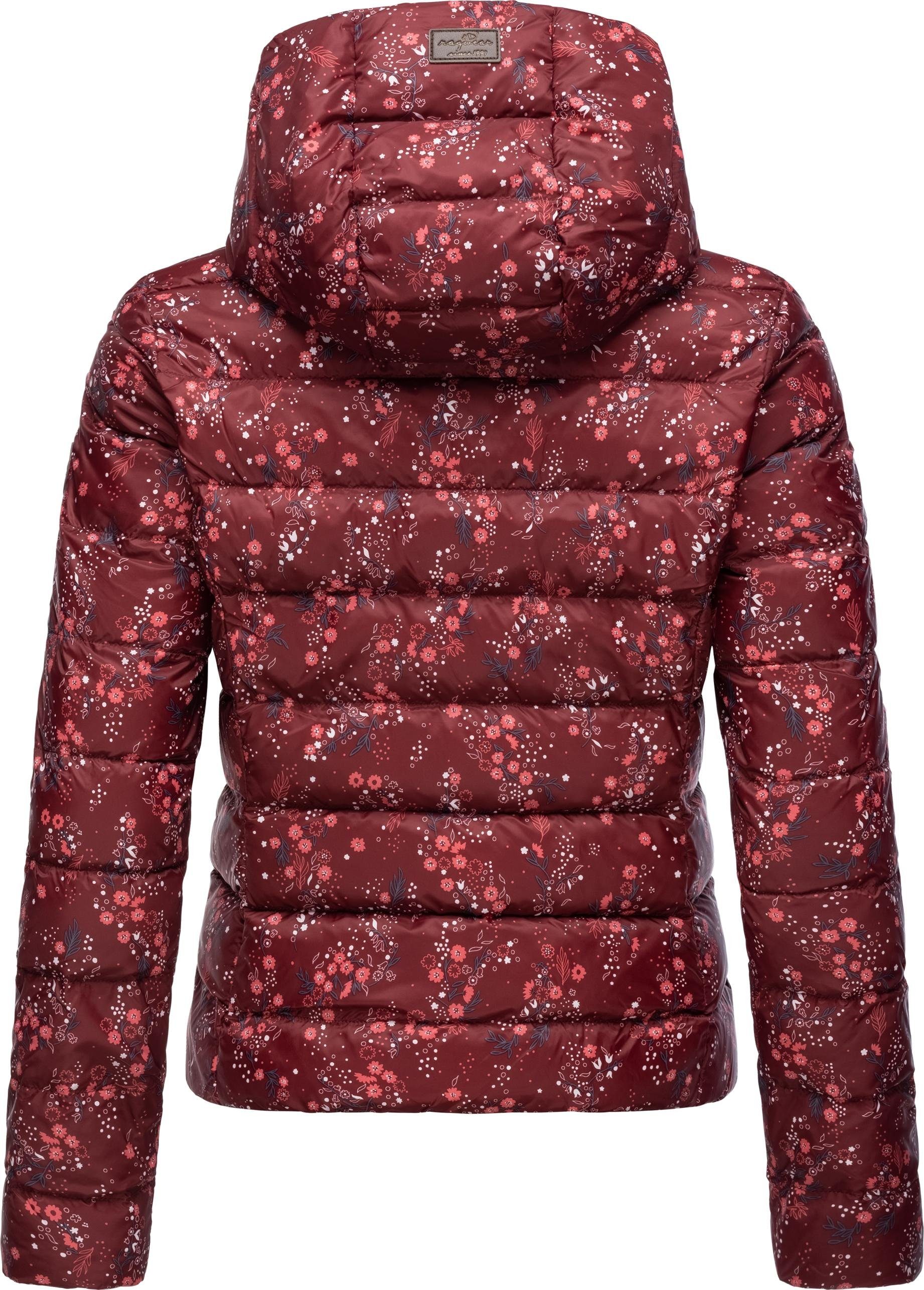 Ragwear Steppjacke Tiasa Geblümte Winterjacke mit Kapuze