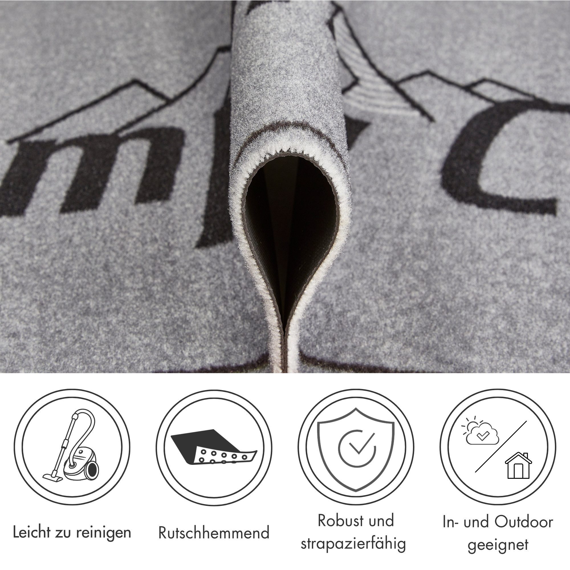 OTTO home Läufer Camping, rechteckig, Höhe: 8,5 mm, mit Schriftzug, ideal für Camper & Wohnwagen, In- und Outdoor geeignet