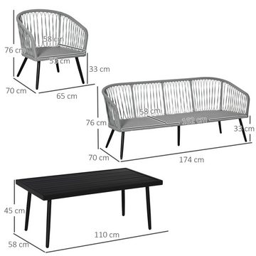 Outsunny Sitzgruppe Gartenmöbel-Set, (Set, 4-tlg., Essgruppe 4-tlg), Tisch mit 3 Stühlen