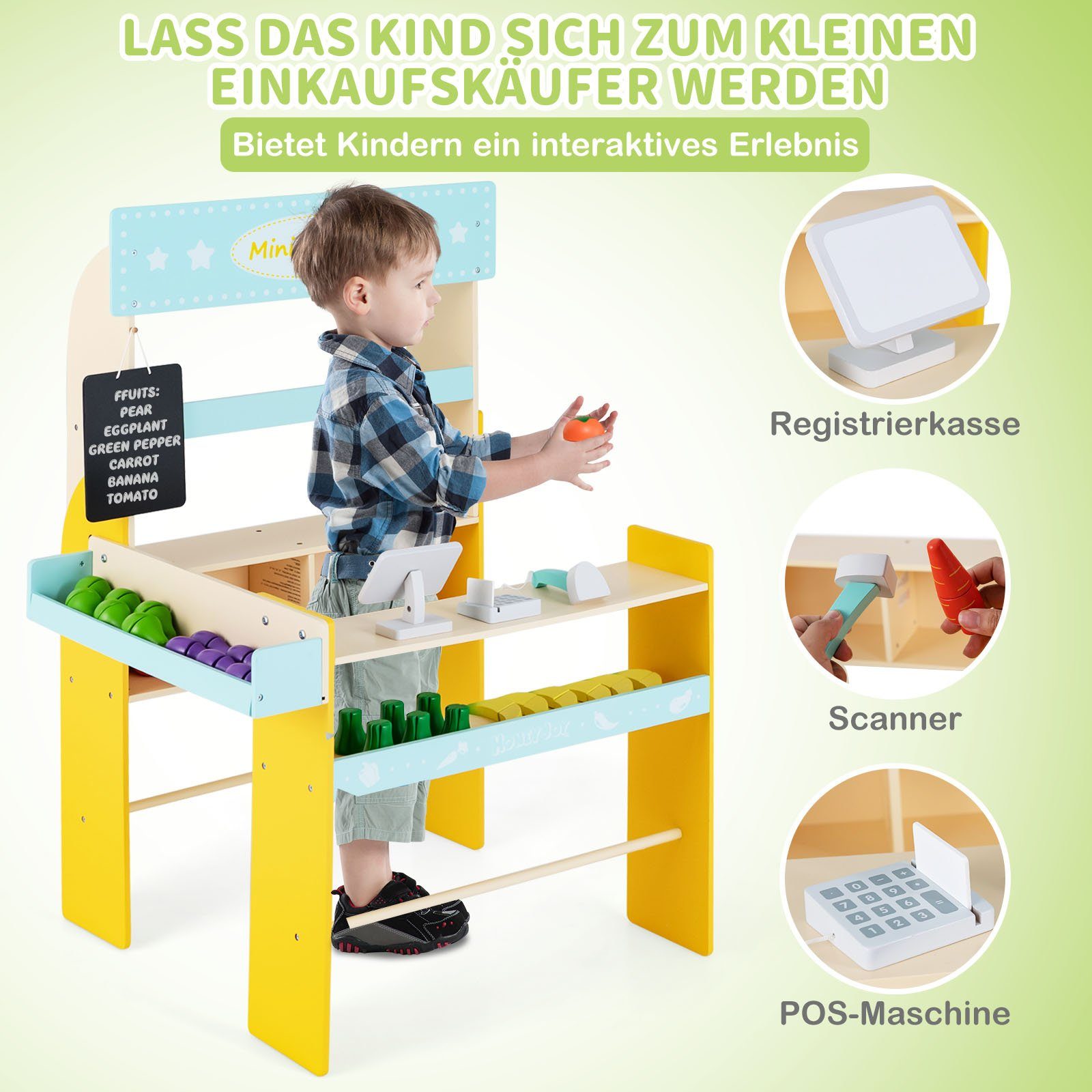 COSTWAY Kaufladen Kinder Supermarkt, mit Tafel günstig online kaufen