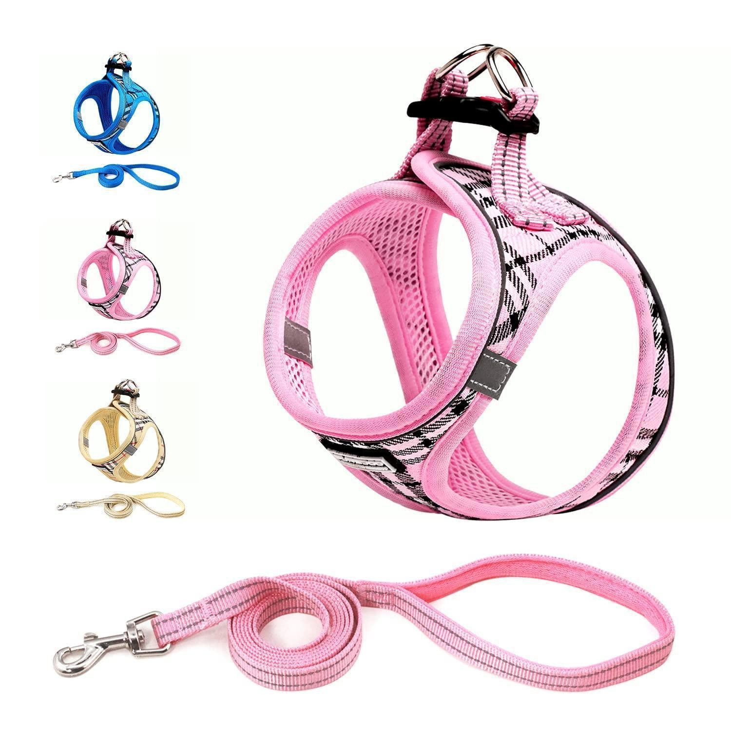 LuxusKollektion Hunde-Geschirr Hundegeschirr Rosa Kariert XL Reflektierend, Textil