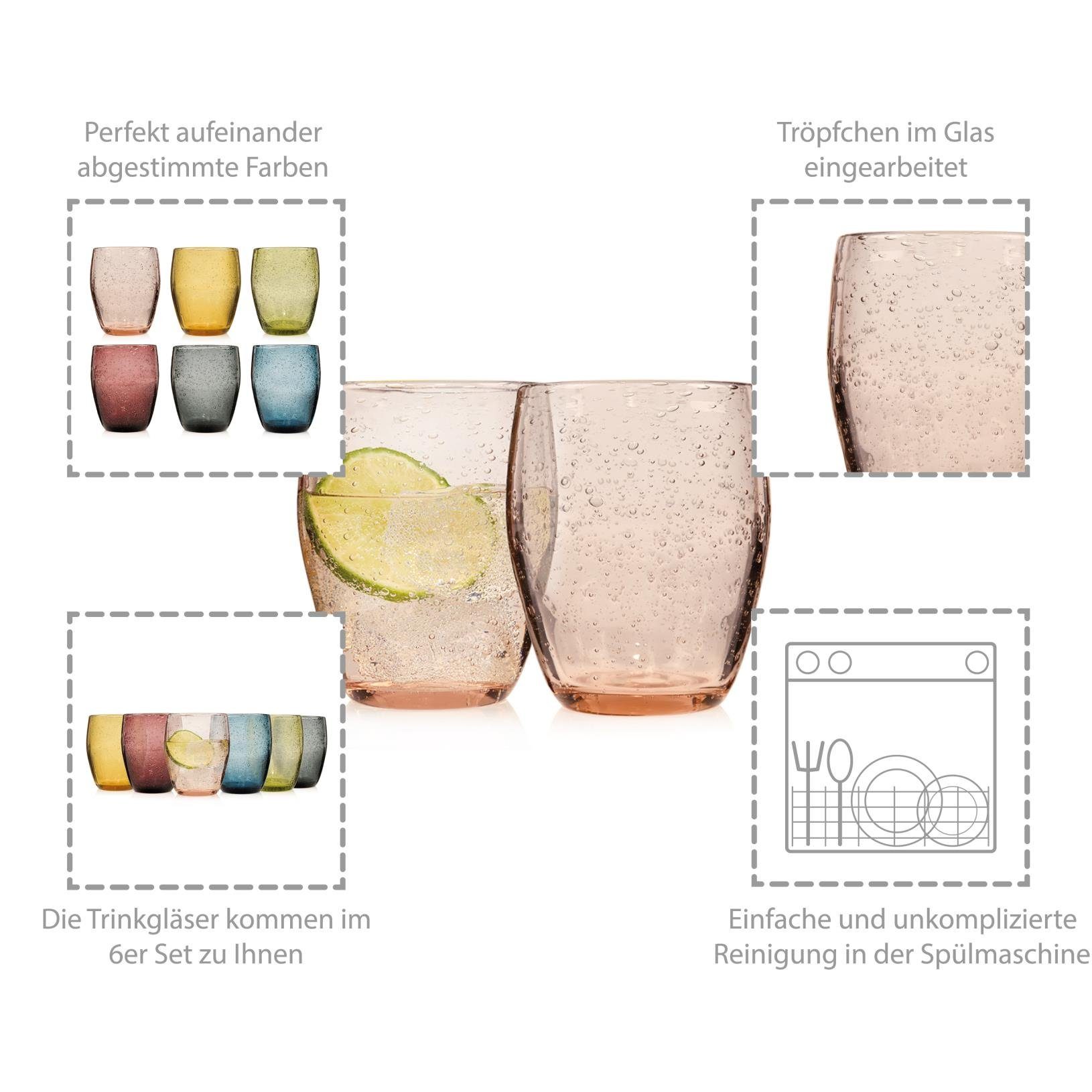 SÄNGER Gläser-Set London Trinkgläser Set, 6-tlg., Glas, 250 ml, spülmaschinengeeignet, Tropfstruktur – Bild 2 von 4