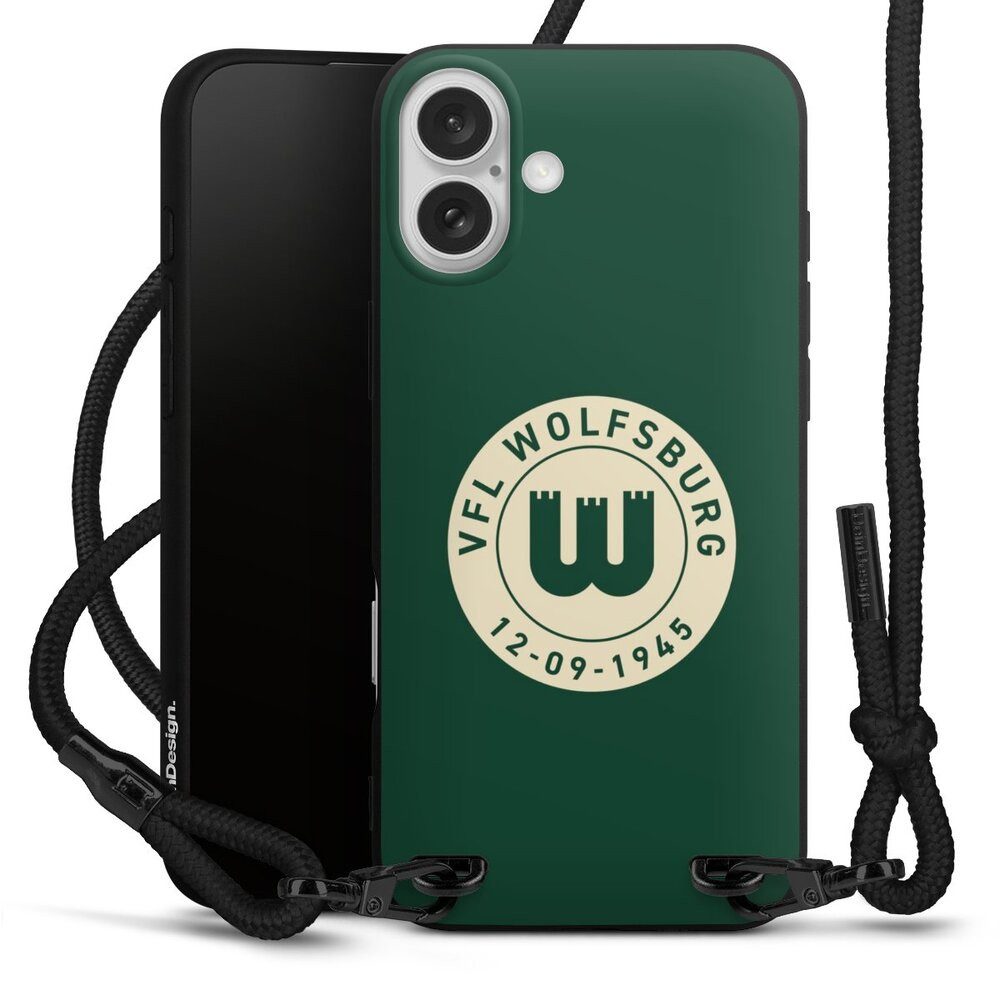 DeinDesign Handyhülle VfL Wolfsburg 80 Jahre Offizielles Lizenzprodukt, Apple iPhone 16 Plus Premium Handykette Hülle mit Band Cover mit Kette
