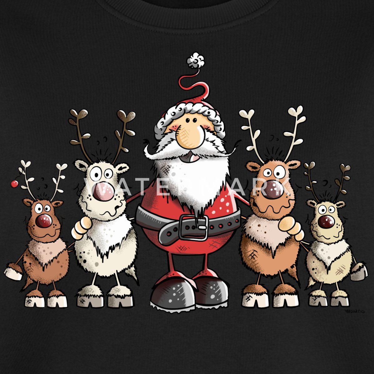 Spreadshirt Sweatshirt Weihnachten Weihnachtsmann Mit Rentieren Damen Premium Pullover (1-tlg)