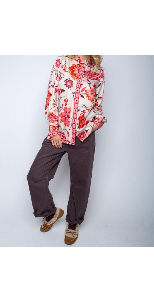 Hemdbluse Damenbluse EMILY VAN DEN BERGH rote Sandblume