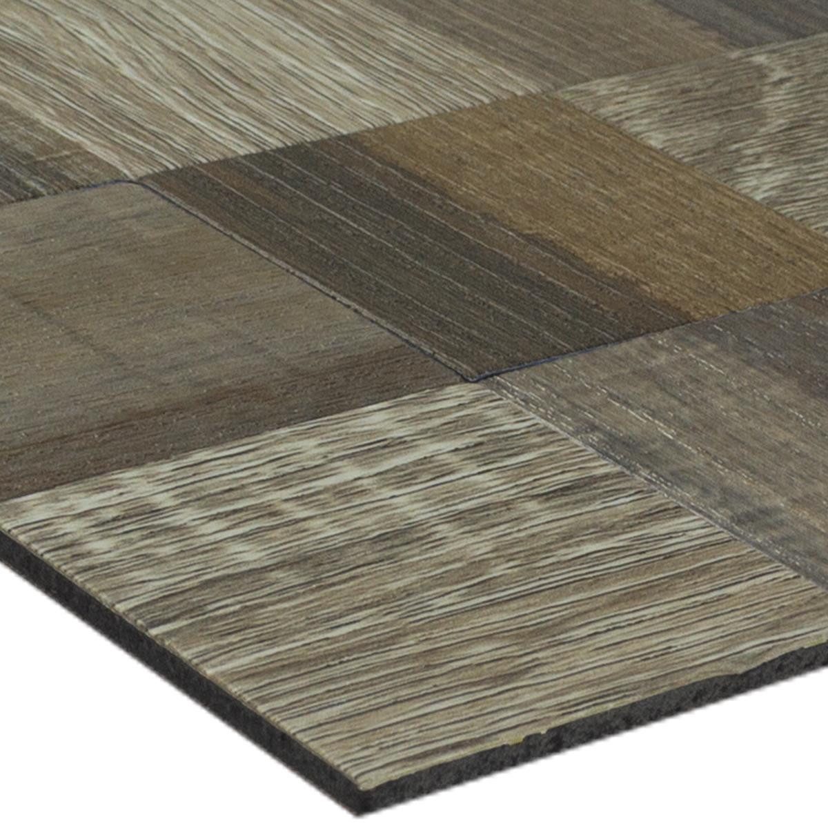 Mosafil Mosaikfliesen Metall Mosaikfliese Selbstklebend Holzoptik Skypia Braun Beige, Metall 30.500x30.500, beige-braun