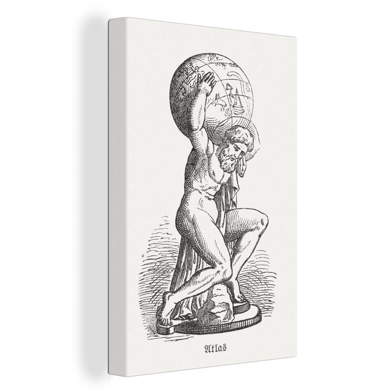 OneMillionCanvasses® Leinwandbild Eine Illustration von Atlas dem Titanen, (1 St), Leinwandbild fertig bespannt inkl. Zackenaufhänger, Gemälde, 20x30 cm