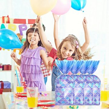 Cbei Geschenkpapier Meerjungfrauen-Party-Geschenktüten mit 100 Schleifen, Meerjungfrau (100St), für Kindergeburtstage, Weihnachts- und Halloween-Mottopartys