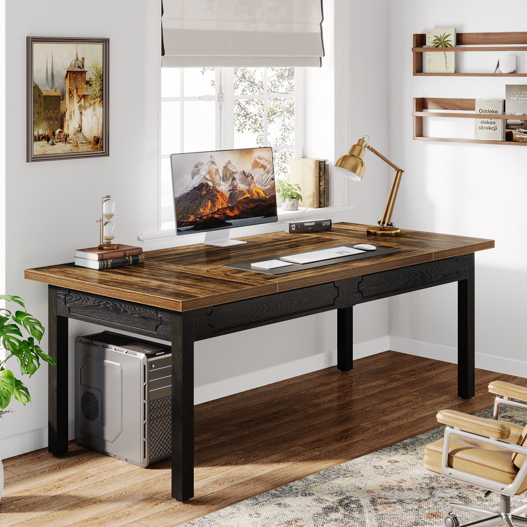 Tribesigns Schreibtisch Moderner Chefschreibtisch, 160cm Computertisch günstig online kaufen