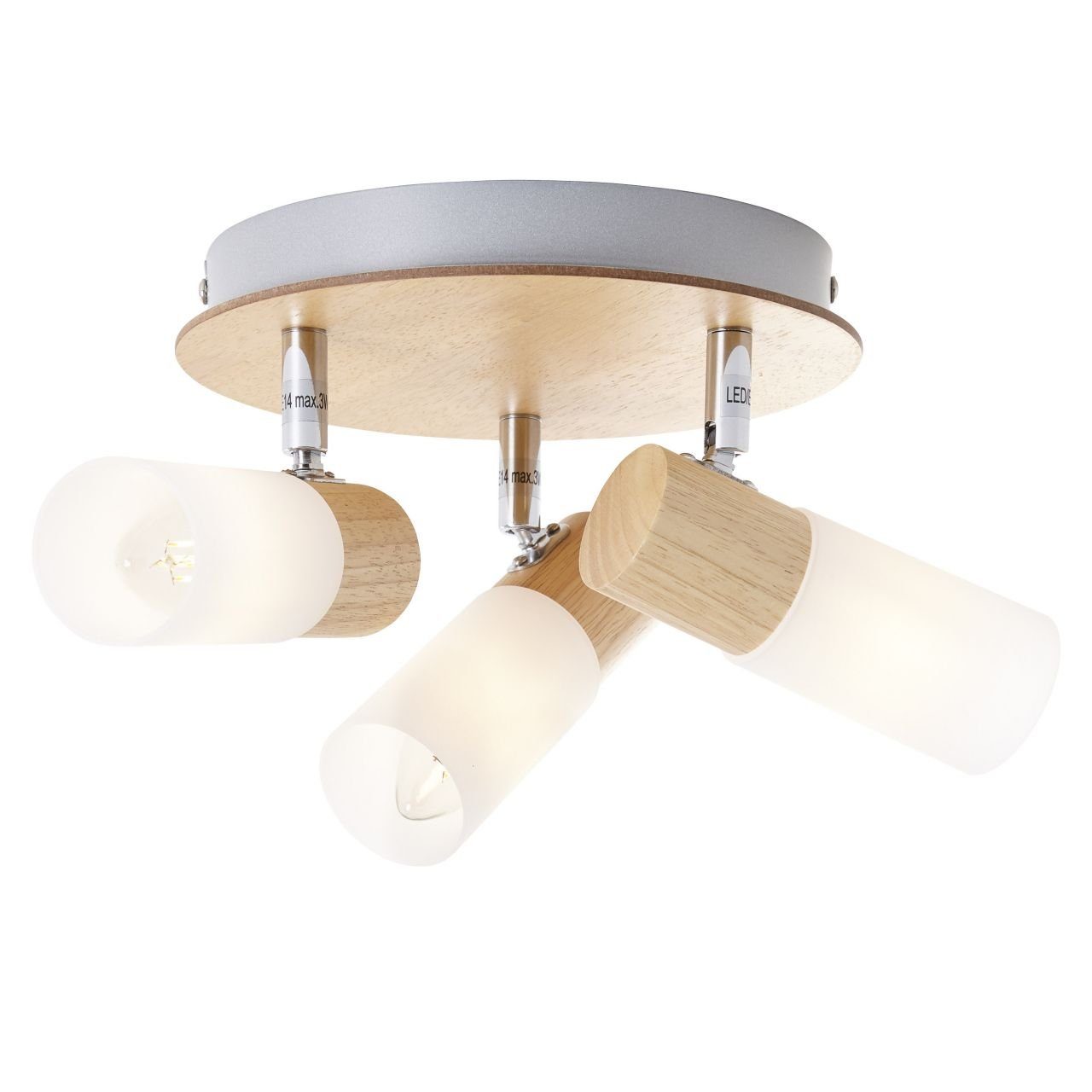 Brilliant Deckenstrahler Babsan, ohne Leuchtmittel, Spotrondell 3flg holz h günstig online kaufen