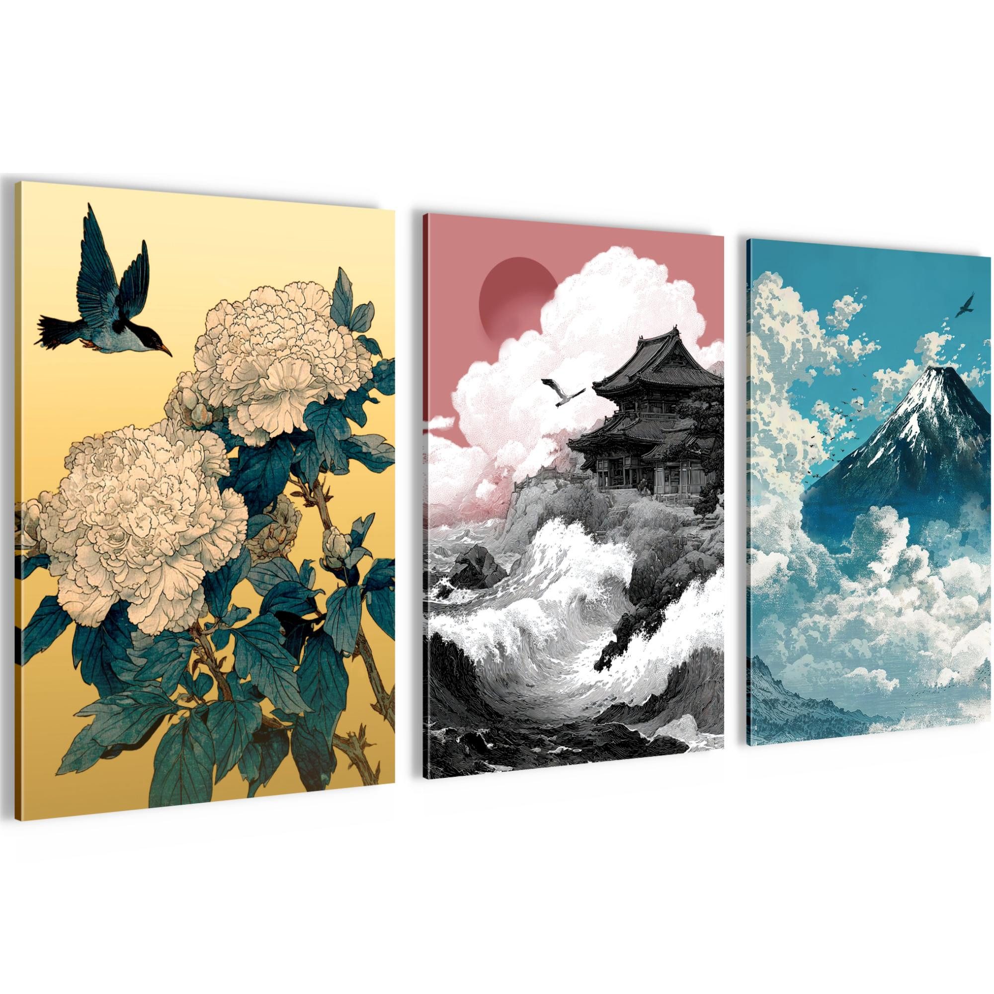 Novart Wandbild Japan Hokusai Abstrakt Wandbilder XXL Wandbild Wand Deko Bilder, Japan, made in Germany, moderne Wandbilder, Schlafzimmer, Büro, Japanisch