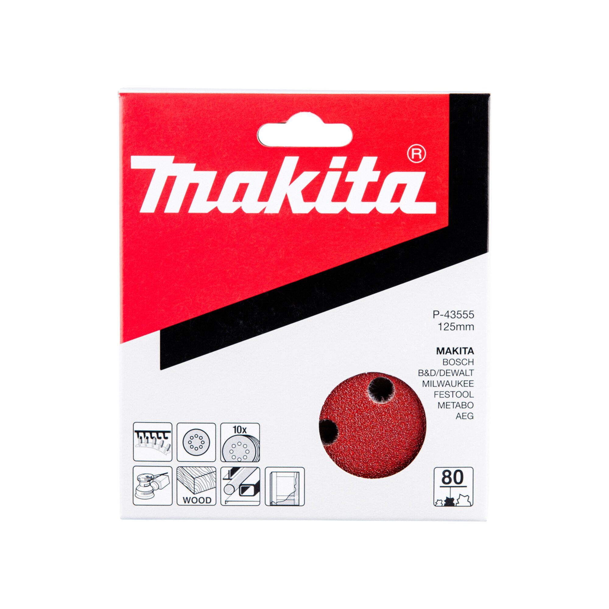 Makita Schleifpapier Makita Schleifpapier Klett 125mm K80 (P-43555) 10 Stk