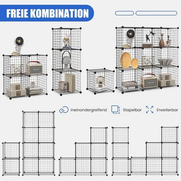 KOMFOTTEU Steckregal Würferregal, mit 12 Würfeln, 110 × 37 × 145 cm, schwarz