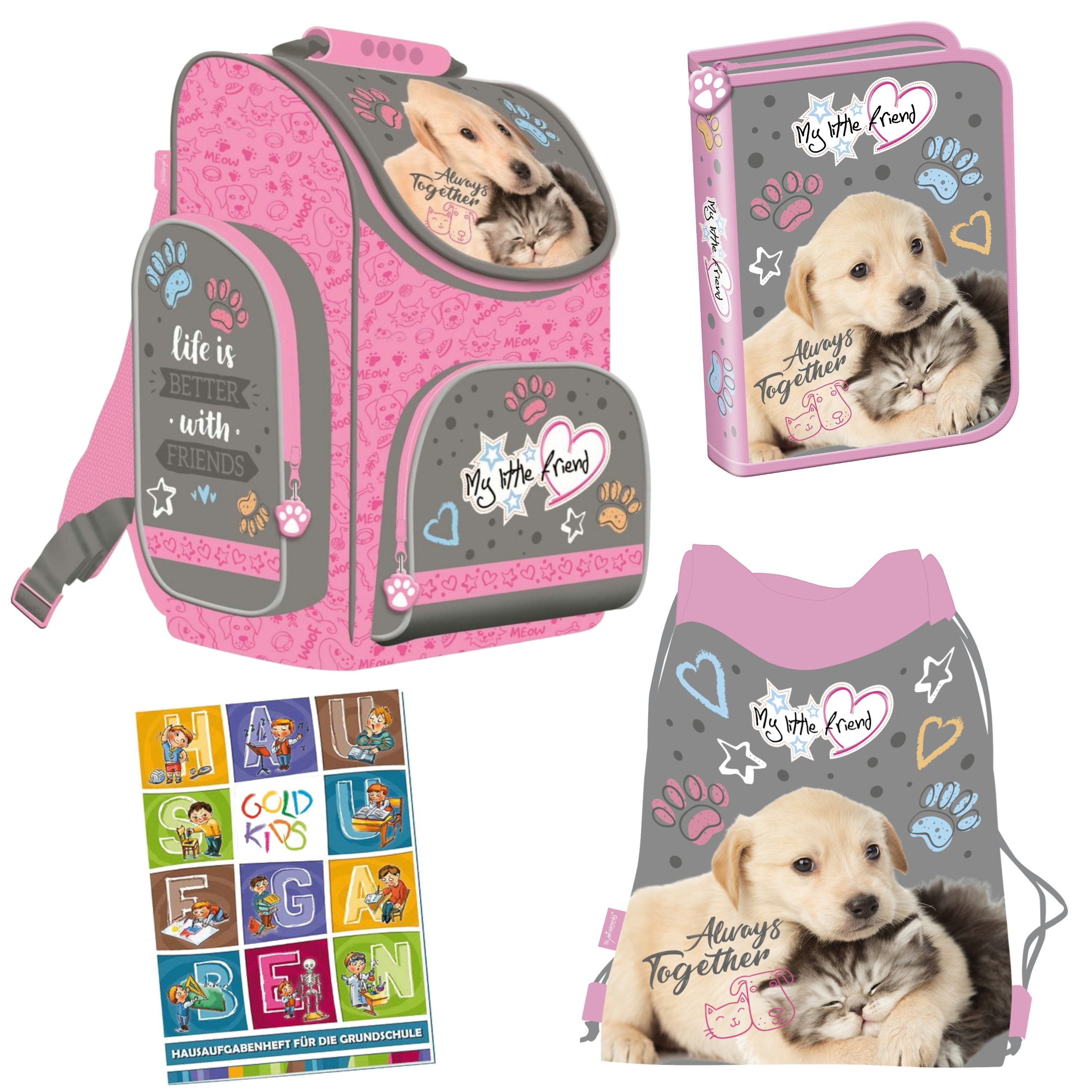 Schulranzen für Jungen und Mädchen, 4er-Set