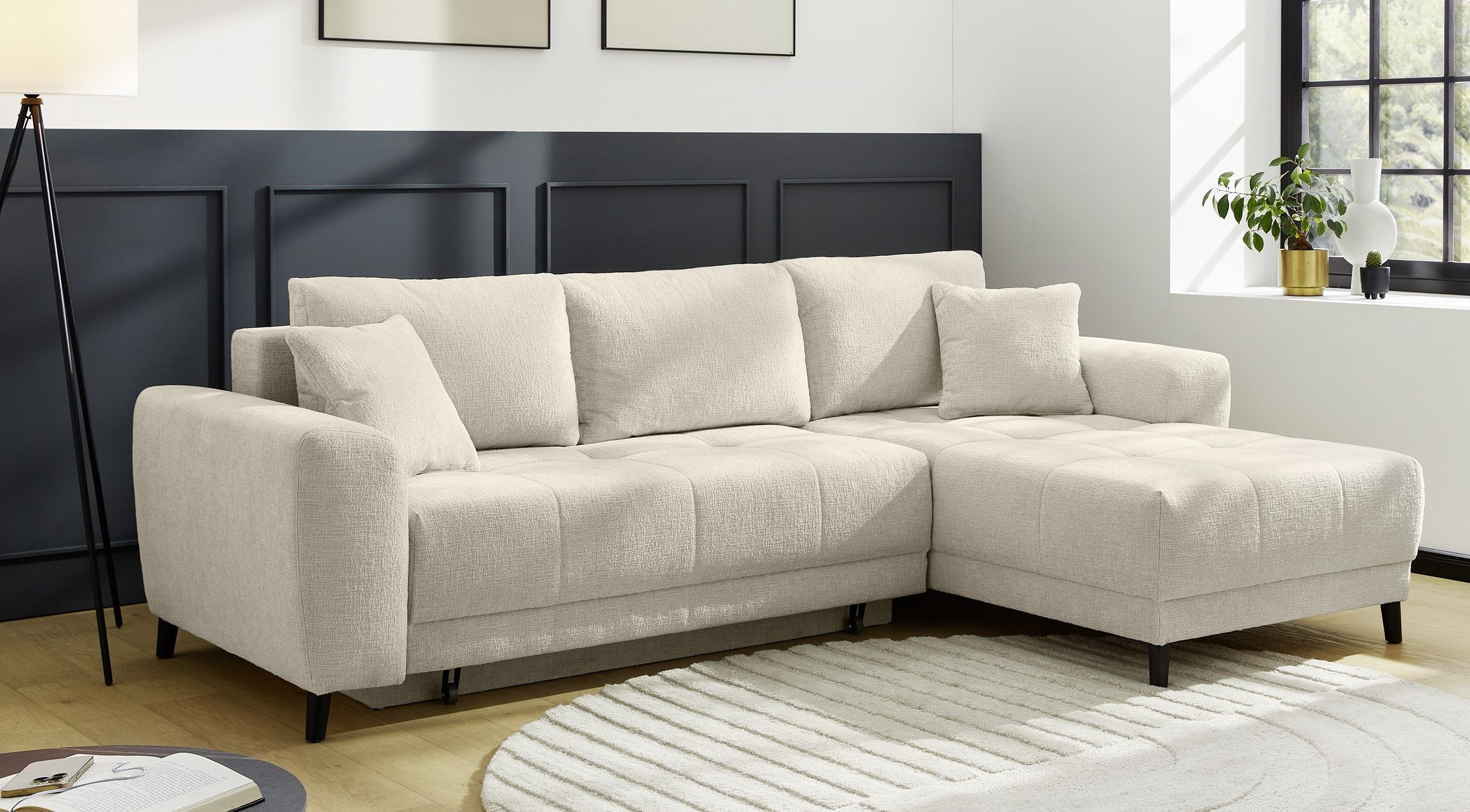 Jockenhöfer Gruppe Ecksofa Beverly L-Form, B: 251 cm, mit Schlaffunktion, Bettkasten & Zierkissen