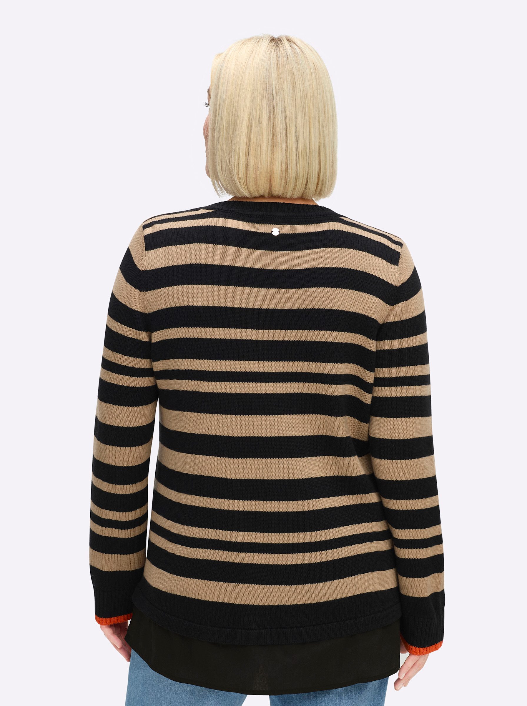 Sheego Strickpullover V-Ausschnitt-Pullover . günstig online kaufen