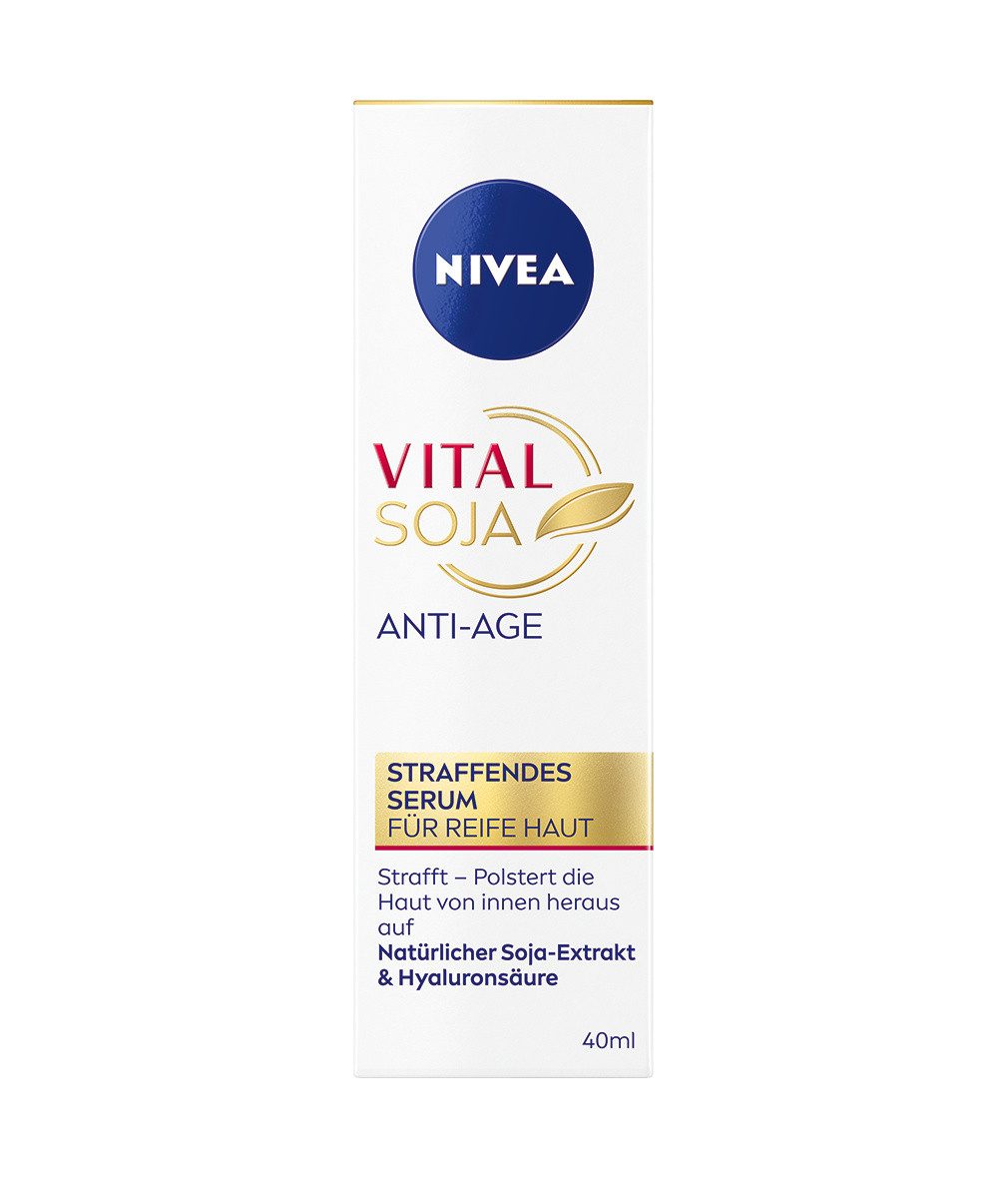 Nivea Gesichtsserum VITAL Soja Anti-Age Straffendes Serum regenerierend Sojaextrakt 40ml, 1-tlg., Vital Soja Anti-Age Straffendes Serum