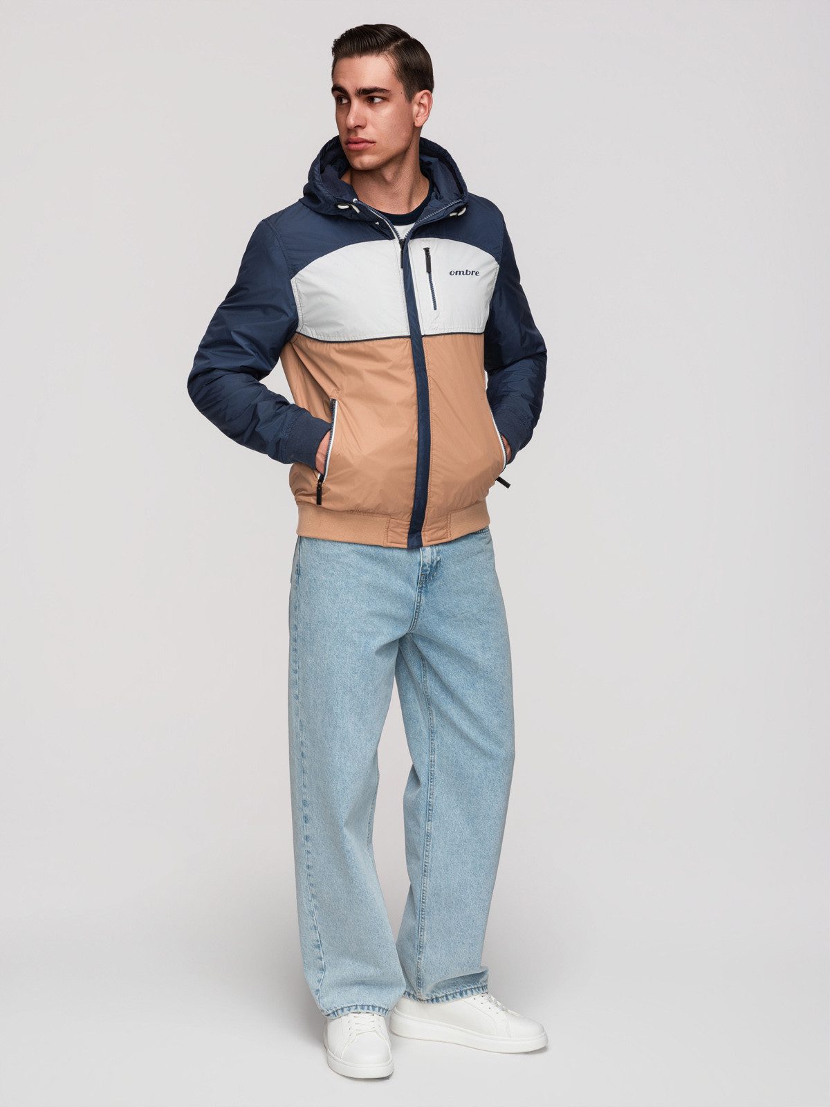 OMBRE Allwetterjacke Leichte farbige Herren-Sportjacke mit Fleece